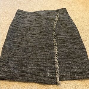 LOFT Faux-Wrap Skirt Textured with Fringe Detail Size 2P